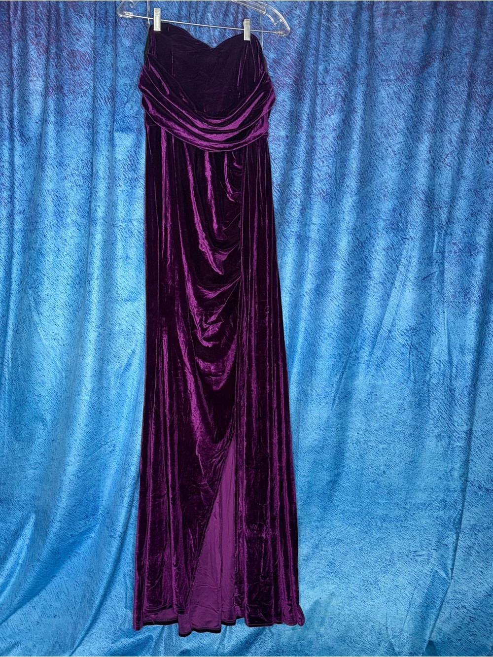 Velvet Strapless Evening Gown - Deep Plum